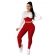 Red Long Sleeve O-Neck Cottons Bodycons Sexy Jumpsuit