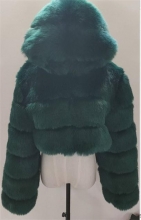Green Long Sleeve Fashion Women Short Fur Coat