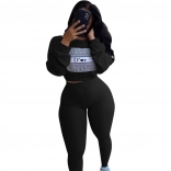 Black Long Sleeve 2PCS Bodycons Sexy Jumpsuit