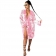 Pink Long Sleeve V-Neck Printed Dollars Midi Dress