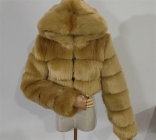 Yellow Long Sleeve Fashion Women Short Fur Coat