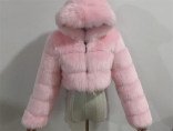 Light Pink Long Sleeve Fashion Women Short Fur Coat