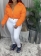 Orange Long Sleeve Zipper Women Fashion Jacket