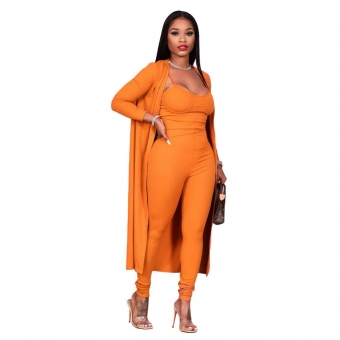Orange Sleeveless Halter V-Neck Bodycons Jumpsuit With Outfit