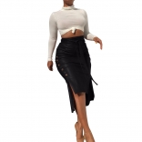 Black Women Fashion Sexy Midi Skirt