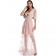 Pink Long Sleeve V-Neck Sequins Mesh Women Maxi Dress