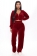 Red Long Sleeve Zipper V-Neck Velvet Winter Catsuit Dress