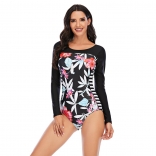Black Printed Fashion Sexy Surfing Swimming One-Pieces