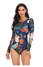Blue Green Printed Fashion Sexy Surfing Swimming One-Pieces