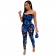 Blue Sleeveless Off-Shoulder Printed Sexy Jumpsuit