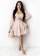 Pink Long Sleeve V-Neck Chiffion Women Skirt Dress