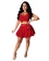 Red Sleeveless V-Neck Women Pleated Skirt Dress