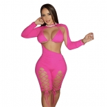 RoseRed Long Sleeve Hollow-out Sexy Bandage Romper