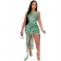 Green Sleeveless Mesh Printed Club Bandage Mini Dress