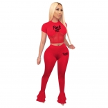 Red Short Sleeve Mesh Tops Women Jumpsuit Sports Dress