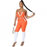 Orange V-Neck Off-Shoulder 2PCS Bandage Sexy Jumpsuit