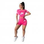 RoseRed Short Sleeve Printed O-Neck Women Sports Sets