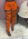 Orange Hollow-out Bandage Women Long Trousers