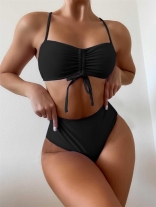 Black Halter Bandage 2PCS Bikini Swimwear