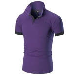 Purple Short V-Neck Men's Fashion POLO Skirt