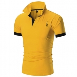 Yellow Short V-Neck Men's Fashion POLO Skirt