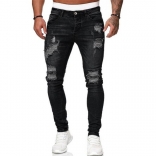 Black Sexy Hollow-out Hole Men's Jeans Pant