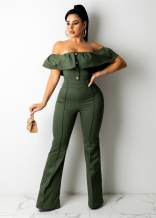 Green Foral Off-Shoulder Sexy Sleeveless Bodycons Jumpsuit