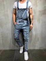 LightBlue Halter Jeans Men's Fashion Overalls