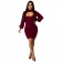 Red Long Sleeve Halter Low-Cut Cotton Bodycons Mini Dress