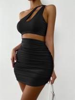 Black Sleeveless Hollow-out Sexy Party Women Clubwear