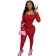 Red Long Sleeve Off-Shoulder Cotton Women Sexy Jumpsuit