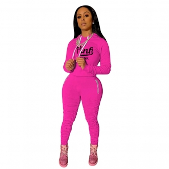 Pink Long Sleeve Printed Zipper Pocket Sexy Sports Dress