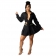 Black Long Sleeve Button V-Neck Women Fashion OL Skirt Dress