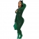 Green Long Sleeve Zipper Hollow-out Sexy Ladies Jumpsuit