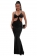 Black Halter V-Neck Silk Hollow-out Women Evening Maxi Dress