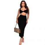 Black Sleeveless Halter Low-Cut Bodycons Women Mini Dress