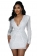 White Long Sleeve Deep V-Neck Sequin Bodycons Mini Dress