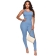 Blue Sleeveless Halter Low-Cut Jeans Bodycon Sexy Jumpsuit