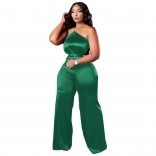 Green Off-Shoulder Sleeveless Hollow-out Fashion Women Junpsuit Dress