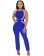 Blue Sleeveless Halter Mesh Bodycon Fashion Women Jumpsuit