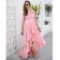 Pink Seven Sleeve Lace O-Neck Women Fashion Jersey Long Dress