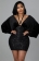 Black Low-Cut Width Sleeve Sequin Bodycon Mini Dress