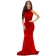 Red Sleeveless O-Neck Fashion Women Evening Party Long Dress
