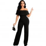 Black Off-Shoulder Foral Sexy Bodycons Women Jumpsuit