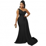 Black Sleeveless Halter Fashion Wmen Party Evening Long Dress