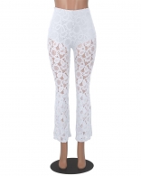 White Women Fashion Lace Trousers