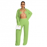 Green Long Sleeve Sexy Underwear Fashion Summer Women Jumpsuit Sets