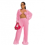 Pink Long Sleeve Sexy Underwear Fashion Summer Women Jumpsuit Sets