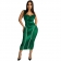 Green Low-Cut Mesh Stretch Bodycon Rhinestone Fashion Sexy Midi Dress