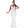 White Halter Rhinestone Low-Cut Bodycon Fashion Elegant Women Long Dress